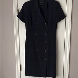 August Silk navy Double-Breasted Dress
